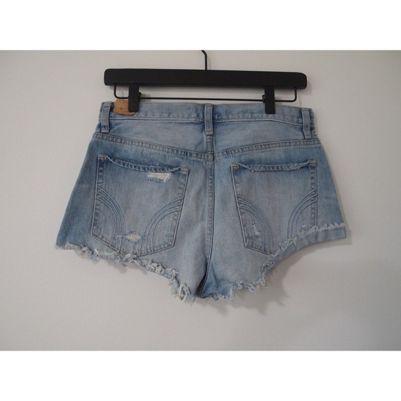 Hollister Distressed Denim Jean Shorts Ripped Bandana Patches Light Wash Women's - Picture 5 of 7